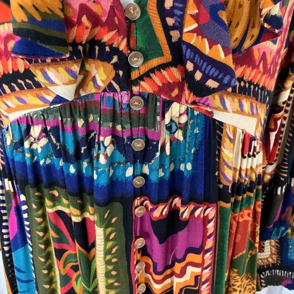 FARM RIO Patchwork Tapestry Ankle Dress Size X Small - Picture 7 of 10